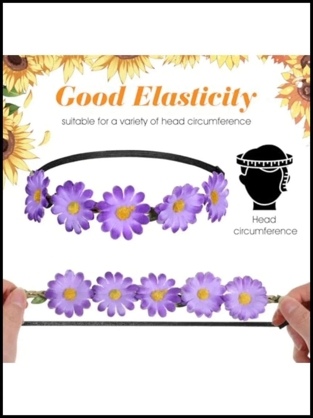 32 Multi-Color Flower Headbands Women Hippie Crown Adjustable Elastic Band